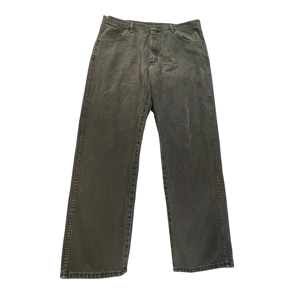 Vintage Rustler Mens Faded Black Straight Leg Denim Jeans Workwear 36x29